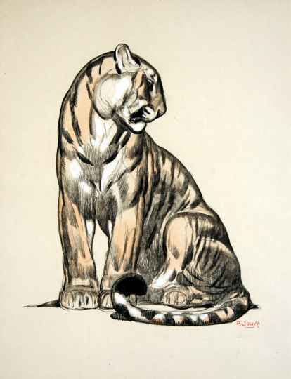 Paul JOUVE (1878-1973) - Tigre assis, vers 1930